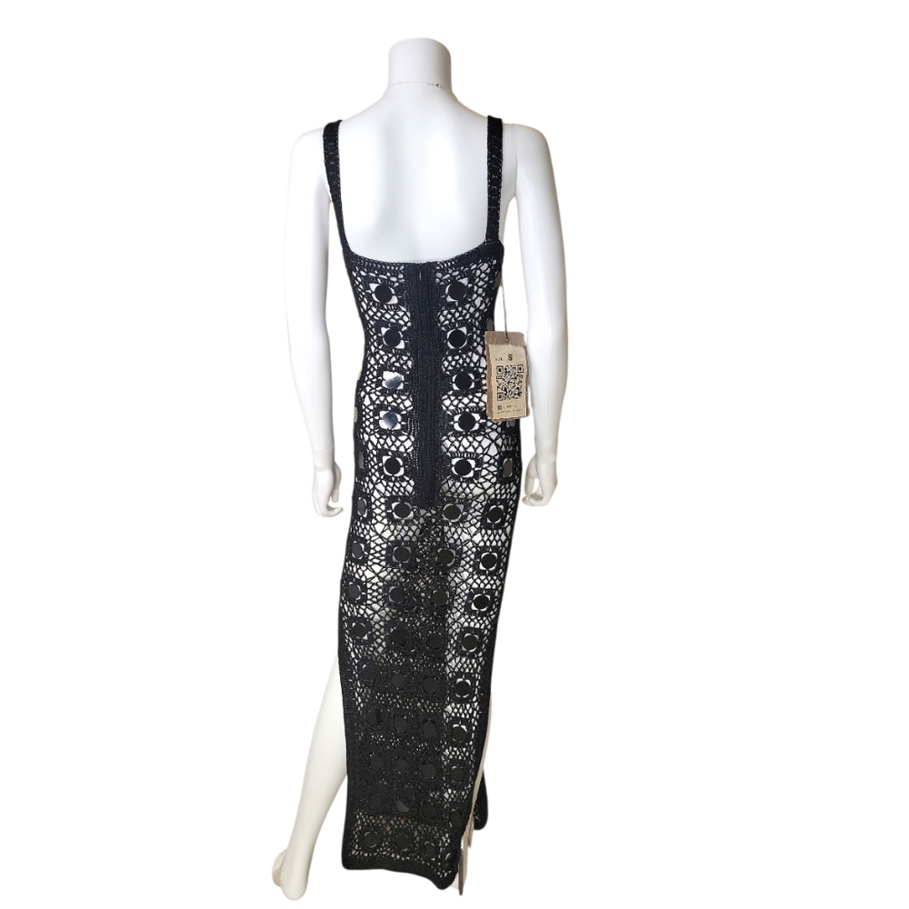 NWT $995 ALIX PINHO Translucid Pailette-Embellished Crocheted Maxi Dress Small - Picture 7 of 7